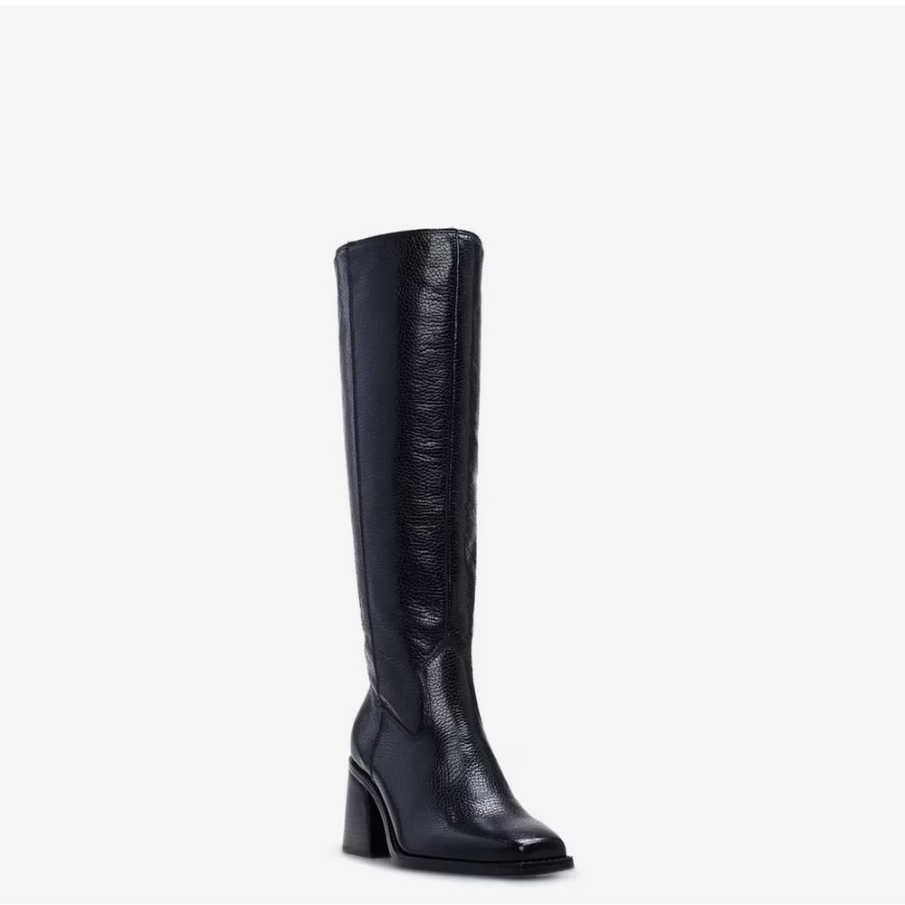 Vince Camuto Sangeti Black Leather Knee-High Boots (wide calf)